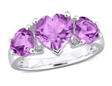 2.60 Carat (ctw) Amethyst Three Stone Ring in Sterling Silver